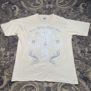 Vtg Y2K Raider Jean Co Infringement Goth Punk Style Shirt Mens Size XL Tan